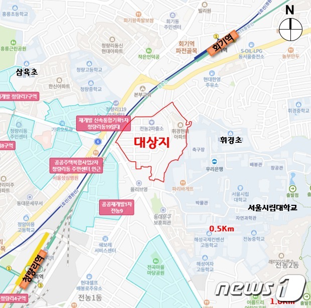 서울 동대문구 전농동 152-65 일대(서울시 제공).